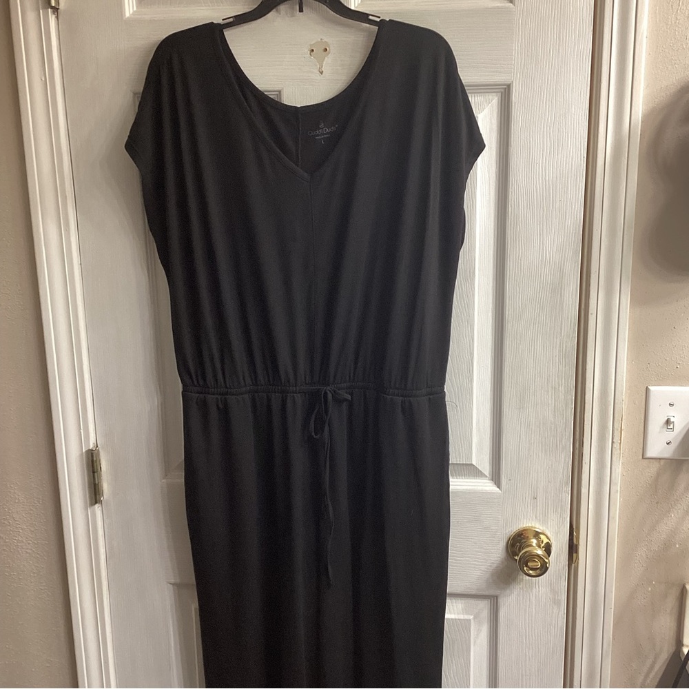 CUDDL DUDS Flexwear V-Neck Wide Leg Jumpsuit Black size Large